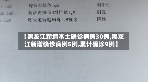 【黑龙江新增本土确诊病例30例,黑龙江新增确诊病例5例,累计确诊9例】