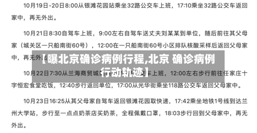 【曝北京确诊病例行程,北京 确诊病例 行动轨迹】